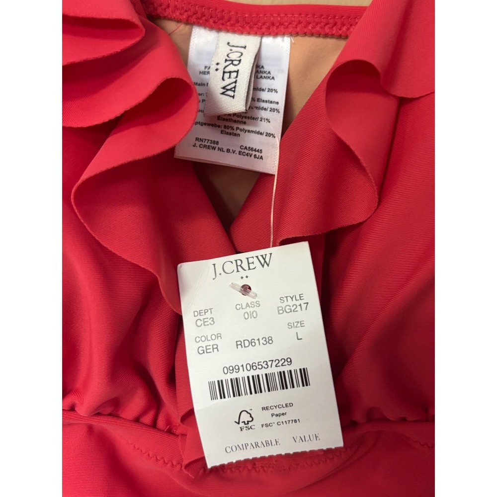 J.Crew Women's Ruffle One Piece Swimsuit Red Size L New with Tags - Picture 3 of 4